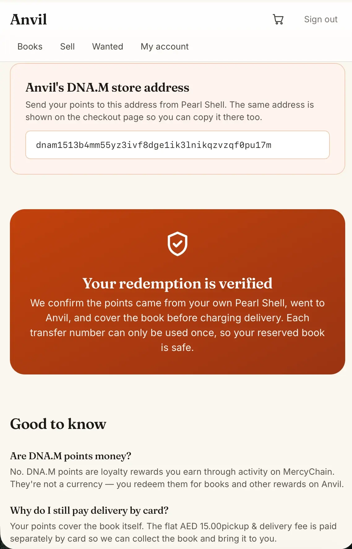 Anvil — your redemption, verified